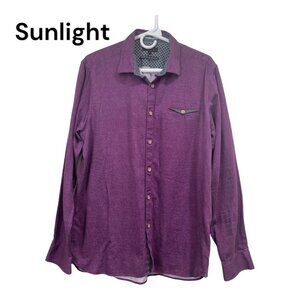 TED BAKER LONDON Mens SZ XL Purple Button Down Shirt 100% Cotton Business casual